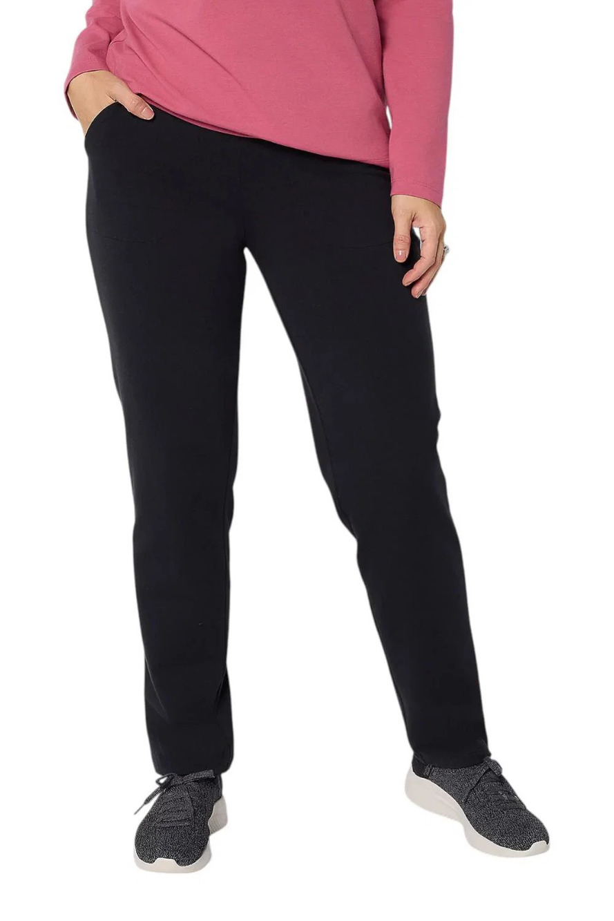Denim & Co. Women's Duo Stretch Straight Leg Pants Black - Petites